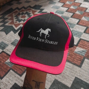vintage river view stables equine horse falcon hat cap